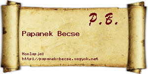 Papanek Becse névjegykártya